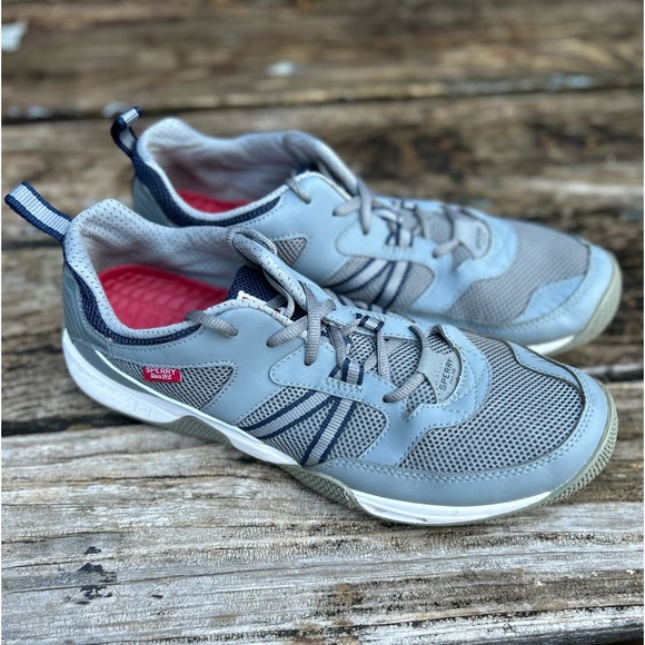 Sperry Harbormaster Men’s Gray Leather & Mesh Boating Shoes Size 11.5 - Picture 2 of 9